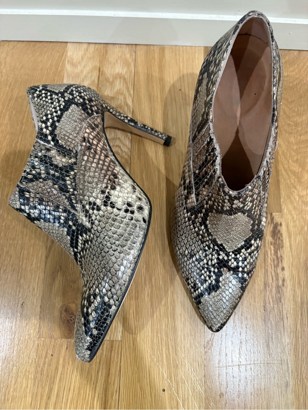 Pointed Toe Snake-Print Stiletto Booties - Python 8.5 - Picture 7 of 8